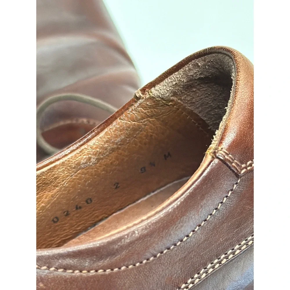Johnston & Murphy Mens Brown Leather Square Toe Handcrafted Derby Shoes Size 9.5